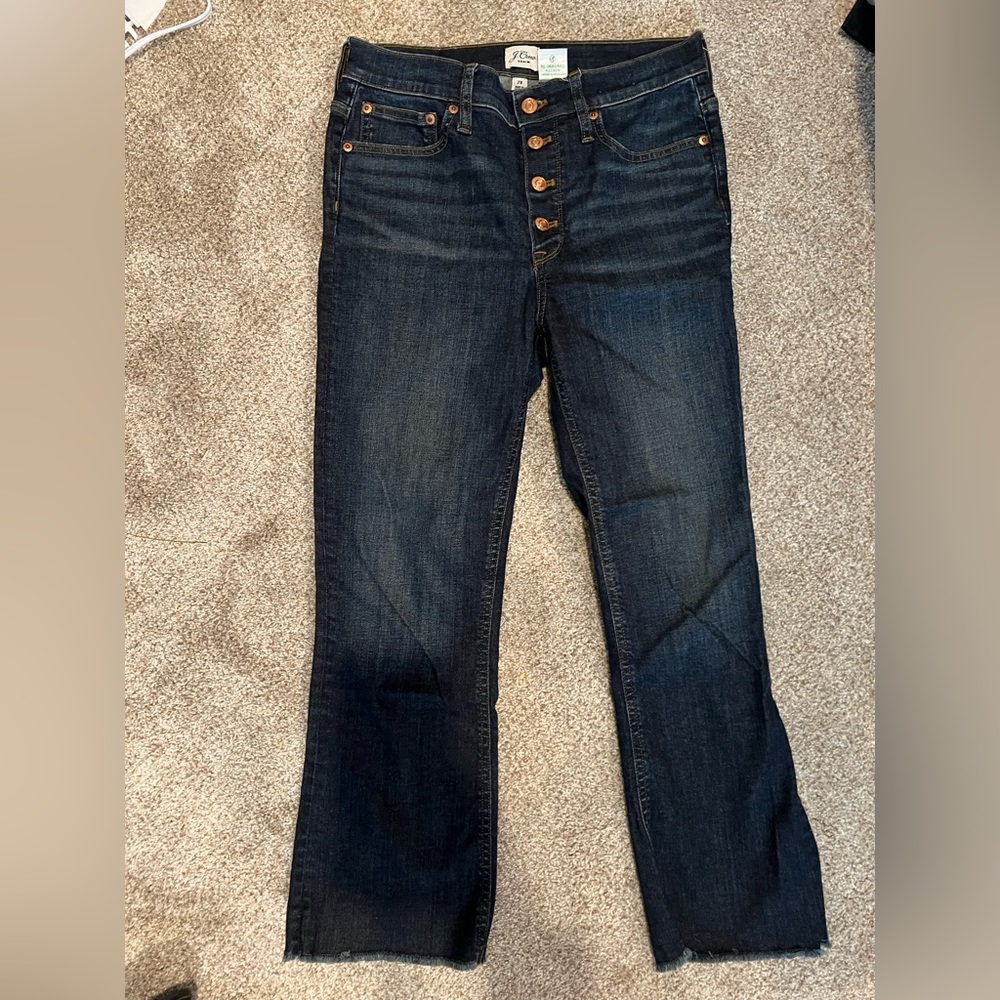Jcrew Billie demi boot crop jeans, button fly